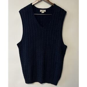 Southern Pines Men's Blue V-Neck Golf Preppy Sweater Vest XL Braided Knit Retro